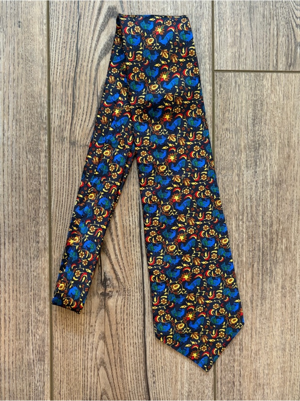 Vintage Christian Dior Monsieur Silk Tie Multicolor Bird Floral Made Canada